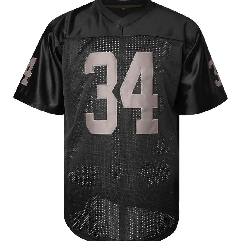 Men's #34 V-Neck Cool Knit Jersey Top - Breathable Athleisure Clothes, Embroidered Universal Casual Sporty Male Clothing for Training, Competition