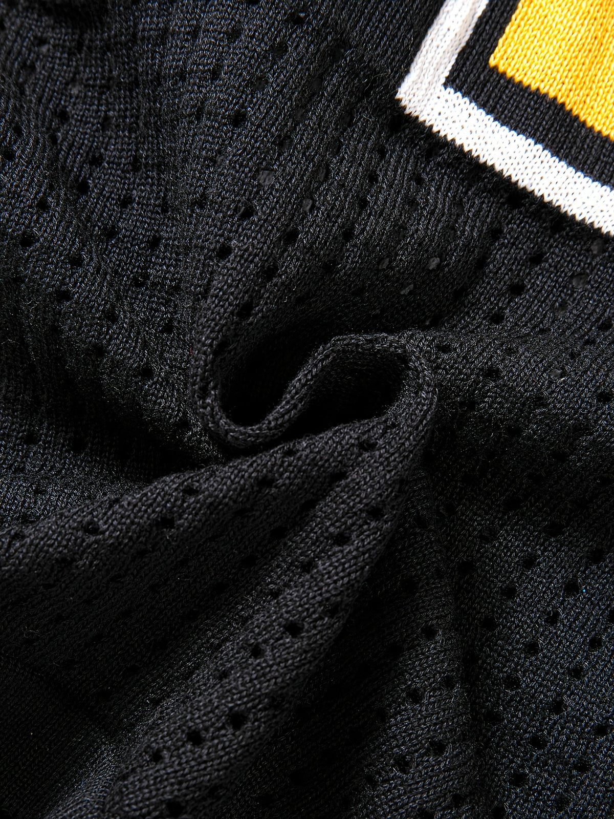 Chuan Ye Yi Selected Product - Mesh V-Neck Loose Fit Casual Fashion Rugby Jersey Style Short Sleeve Pullover Knitwear