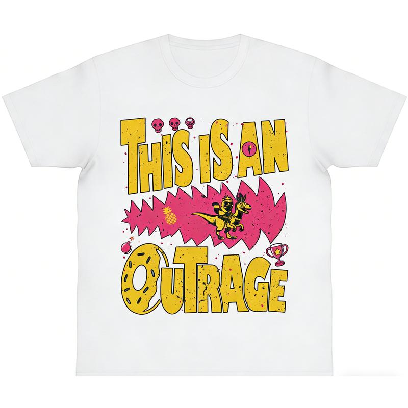 Casual Short-Sleeve T-Shirt - Outrage Princess Donut Cat Dungeon Crawler Carl LitRPG Book Series Apparel, Y2000 Cotton Streetwear Top, Machine Washable Outdoors Sports Top, Gift for LitRPG Enthusiasts