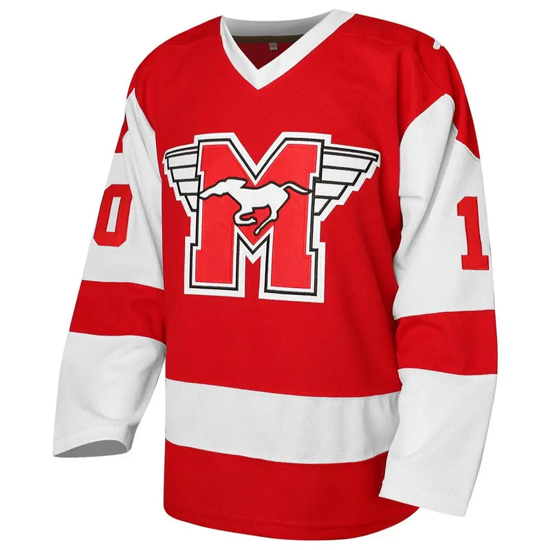 Men's #10 Letter & Youngblood Vintage Long-Sleeve V-Neck Ice Hockey Jersey - Athletic Top, Casual Professional Sports Uniform