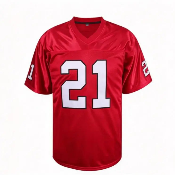 Men's #21 Sanders Retro Black Football Jersey - V-Neck Pullover Polyester Clothes, Quick-Drying Breathable Loose Athletic Apparel with Letter Number, Jersey Style for Football Enthusiasts, Football Jersey Style