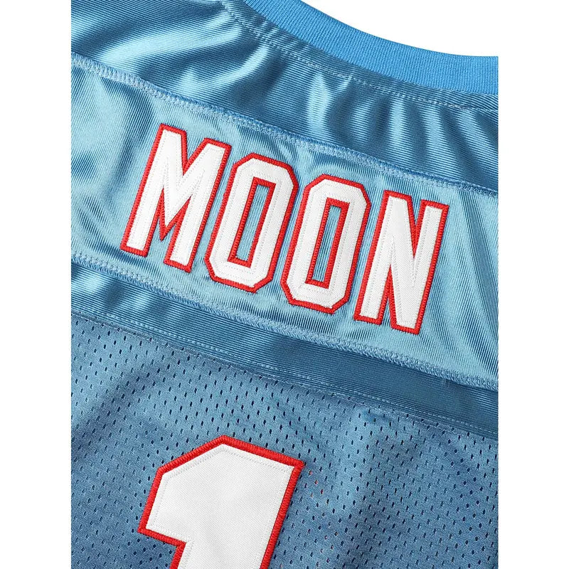 Men's Moon Blue #1 Lightweight Short Football Soccer Jersey - Breathable, Embroidered Athletic Active Top, Sportswear Style Soccer Training Jersey for Competition, Outdoor Sports