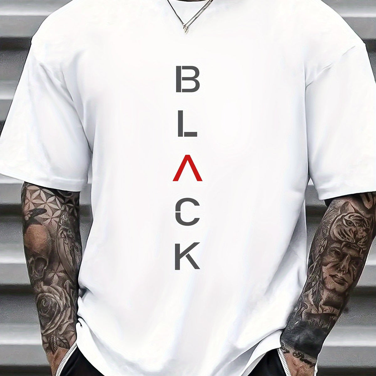 Summer Short Sleeve Pattern Print T-Shirt Versatile Men's Inner Wear Base Layer Short Sleeve