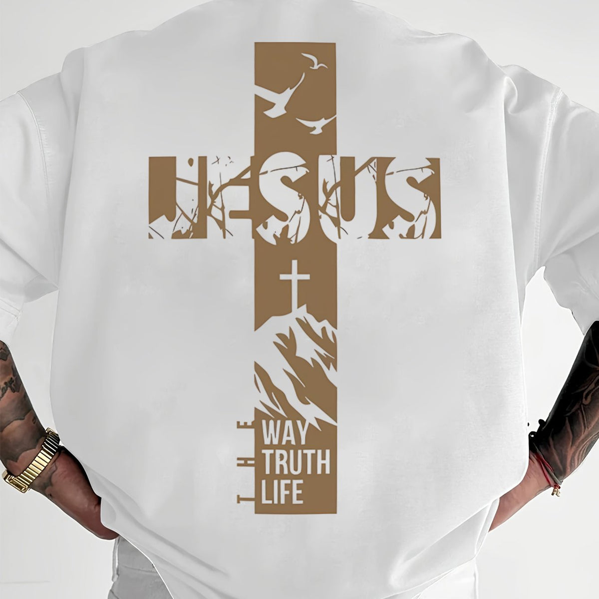 Men'S T-Shirt with a Cross Print, a Faith-Themed Top for Men