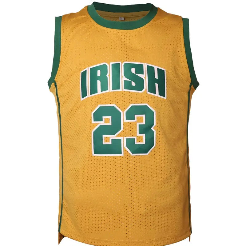 Men's #23 Breathable Mesh Basketball Jersey - Sleeveless Athletic Top with Embroidered Irish & James Letter Embroidery, Comfortable Cut, Breathable Mesh Keeps You Cool for Game Play Fans