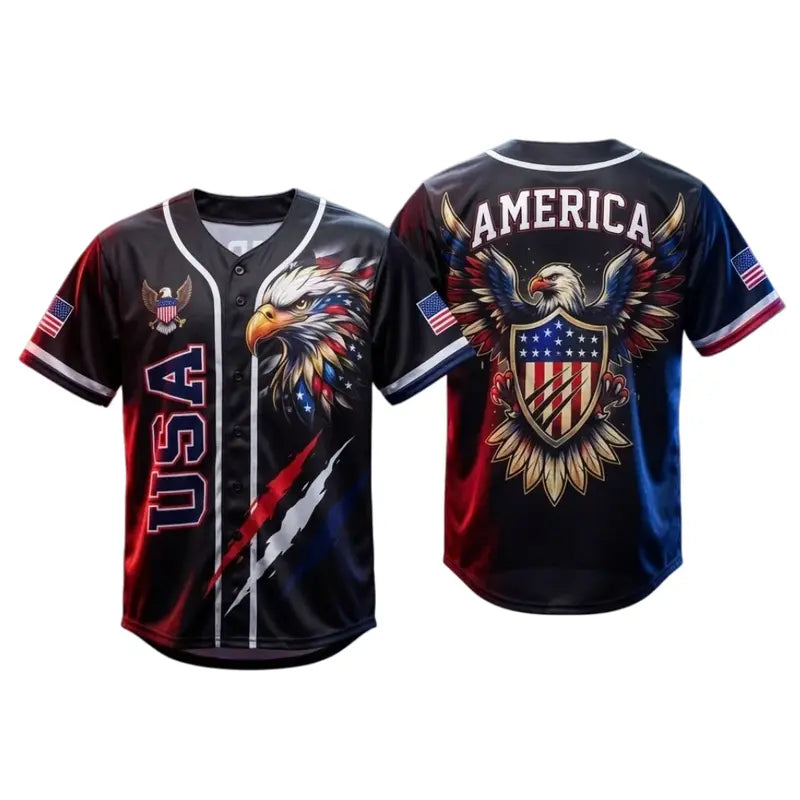 USA 250th Anniversary Patriotic Baseball Fashion Jersey - Flag & Statues Design, Short Sleeve, S/M Sizes, Oversized Professional Jersey Shirts for Fans, Casual Sporty Top for Sports & Outdoor Use