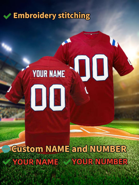 Personalized Name And Number Design, Men'S Short-Sleeve Loose Breathable V-Neck Embroidered Rugby Jersey, Sports Shirt for Team Training