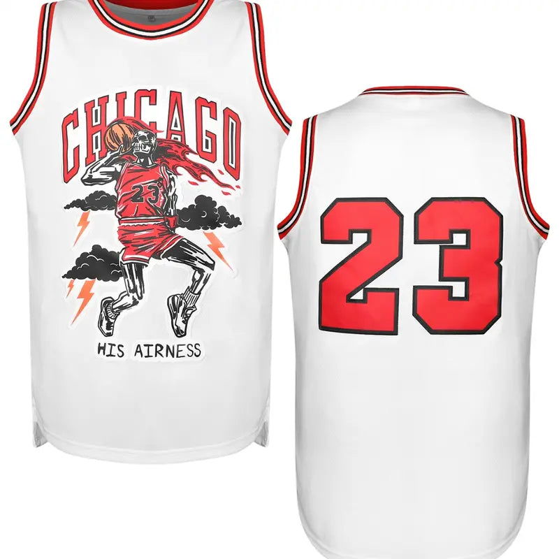 Men's #23 Embroidered Skull Sleeveless Embroidery Sportswear - Fashion Jerseys, Lightweight Jersey, Throwback 90s Vintage Sports Tees, King MVP Team Game Athletic Outfit, S-XXL
