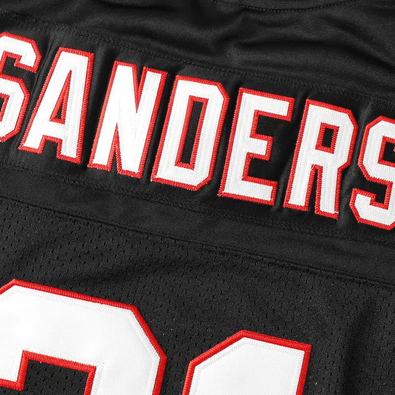 Men's #21 Sanders Retro Black Football Jersey - V-Neck Pullover Polyester Clothes, Quick-Drying Breathable Loose Athletic Apparel with Letter Number, Jersey Style for Football Enthusiasts, Football Jersey Style