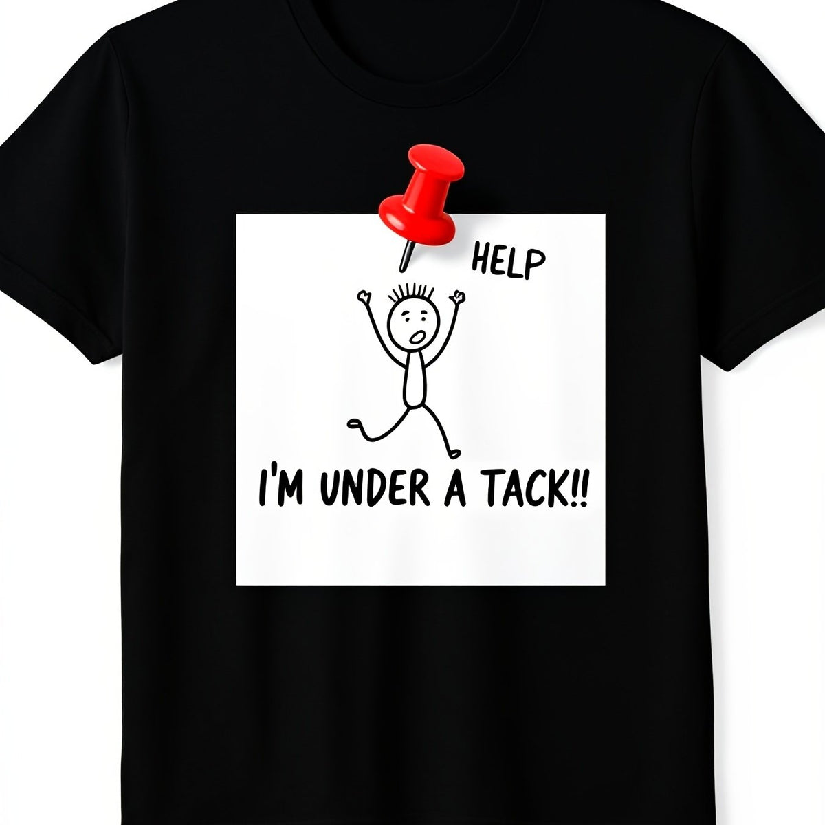 Men's Fun Stick Figure Print T-Shirt, "Help, I Tripped Over a Nail" Graphic Design, Soft Crew Neck Casual Style, Medium Stretch Knit Fabric, Regular Fit Top, Suitable for Casual and Humorous Outfits, Lightweight and Comfortable Fabric, All-Season