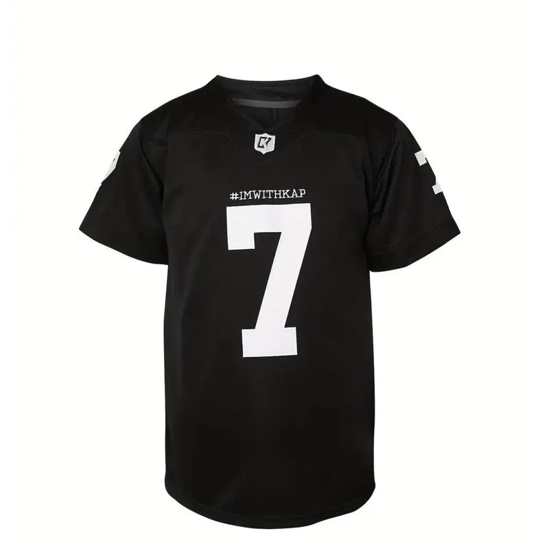Men's Football jersey #7 - Casual V-neck, short sleeves, loose fit, dark gray, white and black, perfect for team sports, outdoor and casual wear.