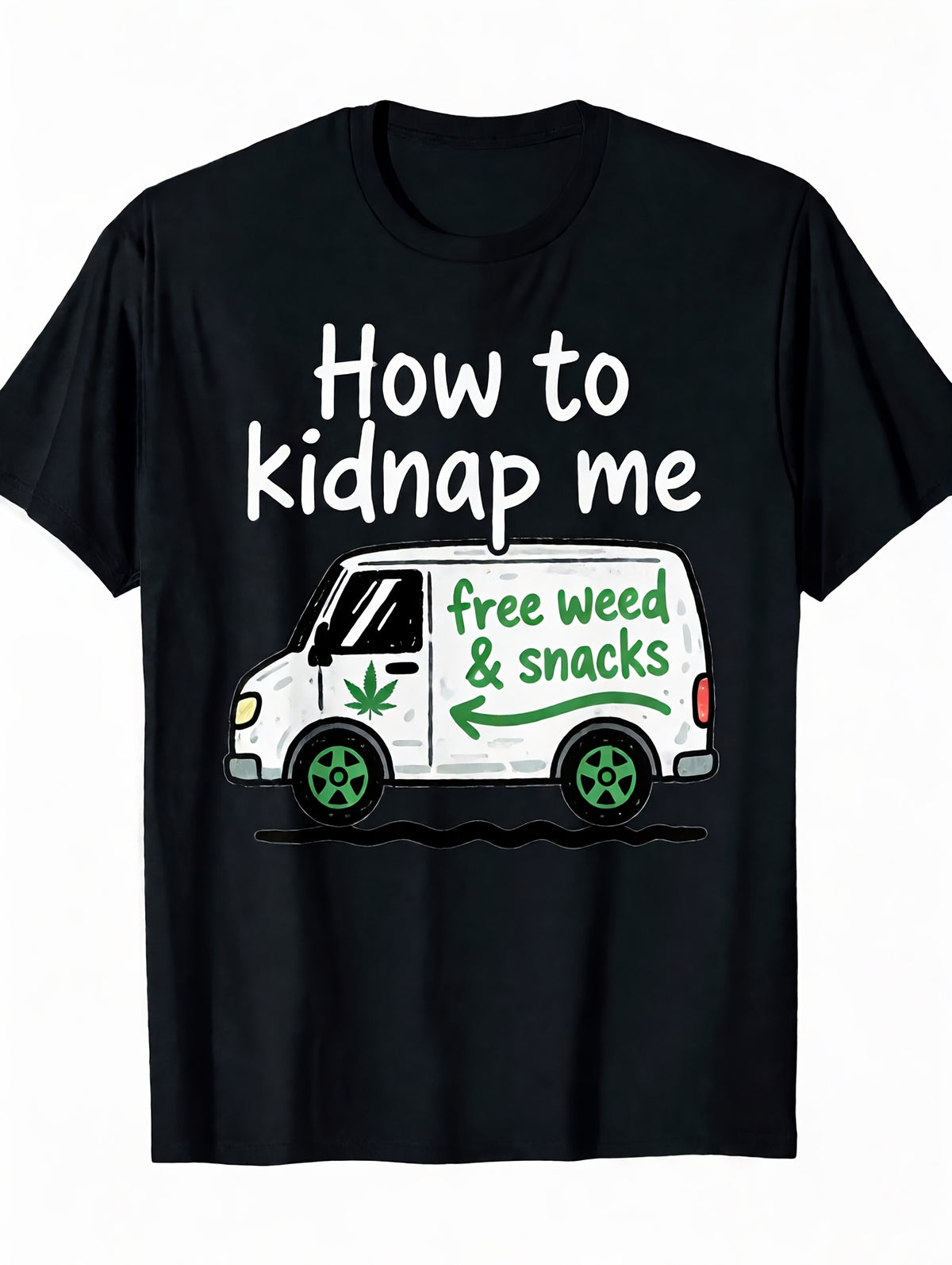 Men'S T-Shirt Funny How to Kidnap Me Van Graphic Black Novelty Casual Tee