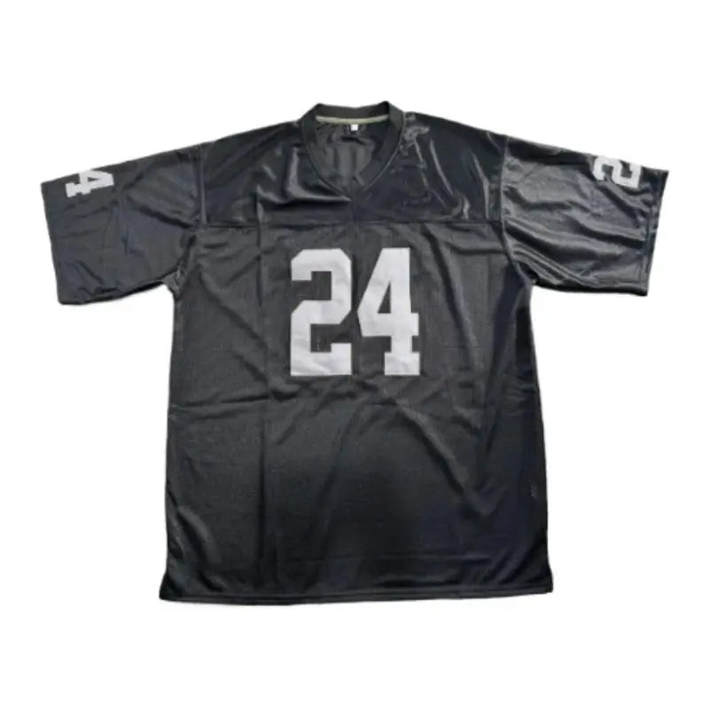 Men's #24 V-Neck Short-Sleeve Athletic Top, Lightweight Breathable Black & White Mesh Male Clothing, Stylish Sporty Football Jersey for Enthusiasts (Men's Shirts)