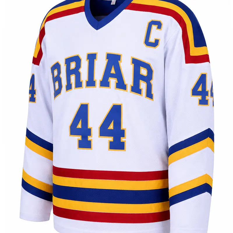 Men's Regular Cut Long Sleeve Polyester Hockey Jersey Shirts - Graham #44 Off Campus, V-Neck, Stitched Letters, Back Number, Sublimated Print, Sports Fan Apparel