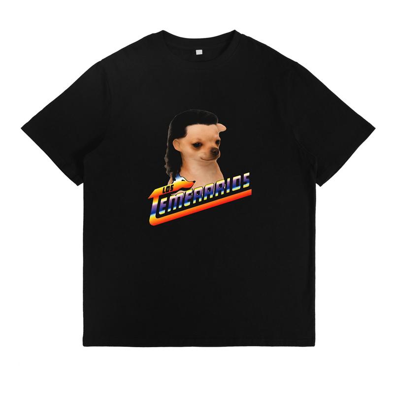Los Temerarios Dog Collection Unisex Classic Fit Cotton Short-Sleeve Round Neck Streetwear Graphic Tee - Sports Basics Top, for Men/Women, All Seasons, Songkran