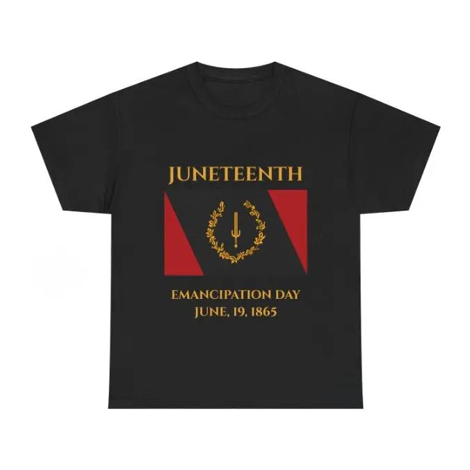 Juneteenth Printed Graphic Tee, Casual Unisex Shortsleeve Round Neck Shirt for Emancipation Day Celebration, Fitted, Streetwear, Top