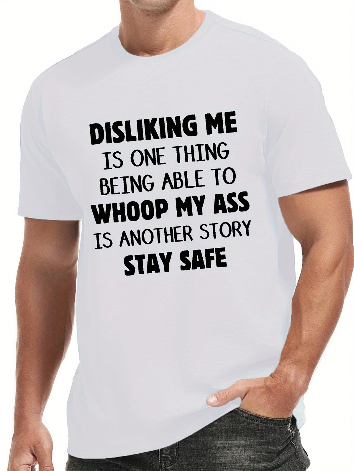 Disliking Me" Men's Funny Graphic T-Shirt - Casual & Sporty, Breathable Polyester, Crew Neck, Short Sleeve Summer Top with Geometric Pattern, Machine Washable