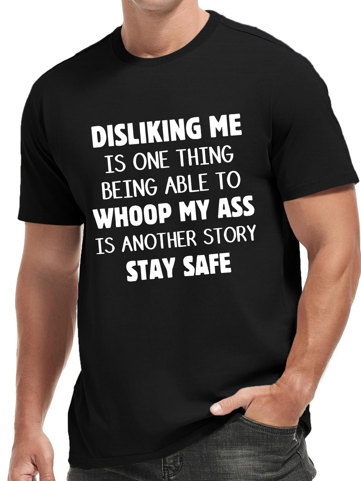 Disliking Me" Men's Funny Graphic T-Shirt - Casual & Sporty, Breathable Polyester, Crew Neck, Short Sleeve Summer Top with Geometric Pattern, Machine Washable