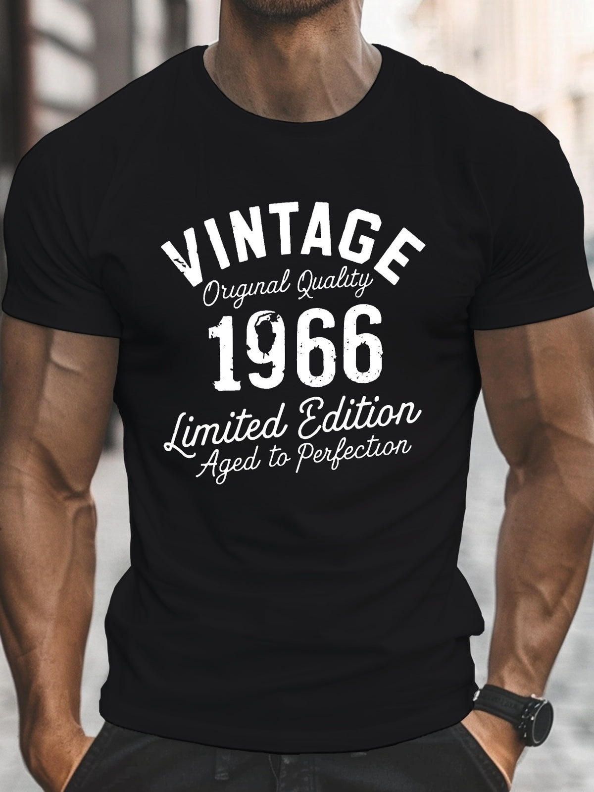 VINTAGE limited edition 1966 Print, Men'S Round Crew Neck Short Sleeve Tee, casual T-ShirtCasual Comfy lightweight Top For Summer