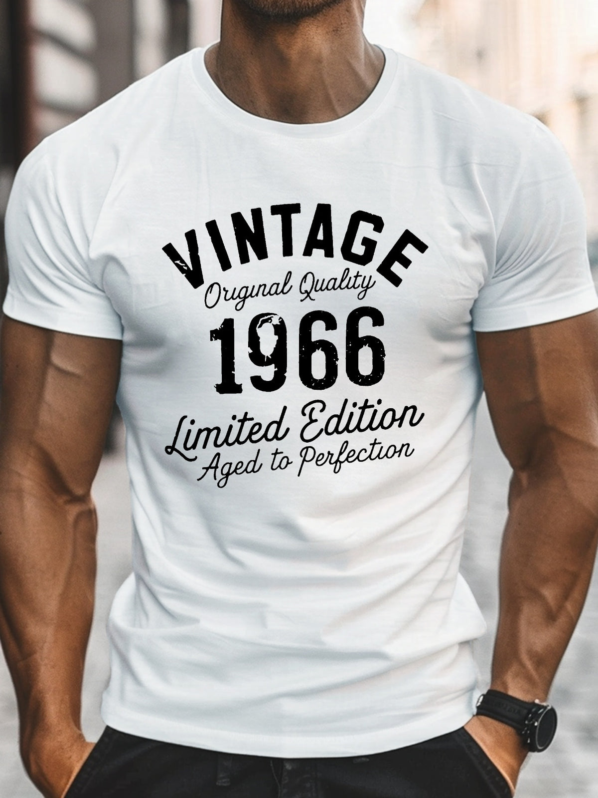 VINTAGE limited edition 1966 Print, Men'S Round Crew Neck Short Sleeve Tee, casual T-ShirtCasual Comfy lightweight Top For Summer
