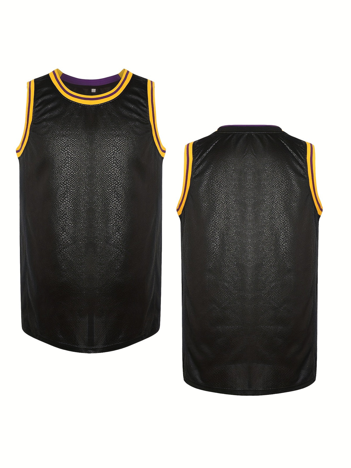 Black Basketball Jersey Solid Men'S Basketball Shirt Sleeveless Round Neck Polyester Breathable Mesh Basketball Suit Snakeskin Black S-3XL