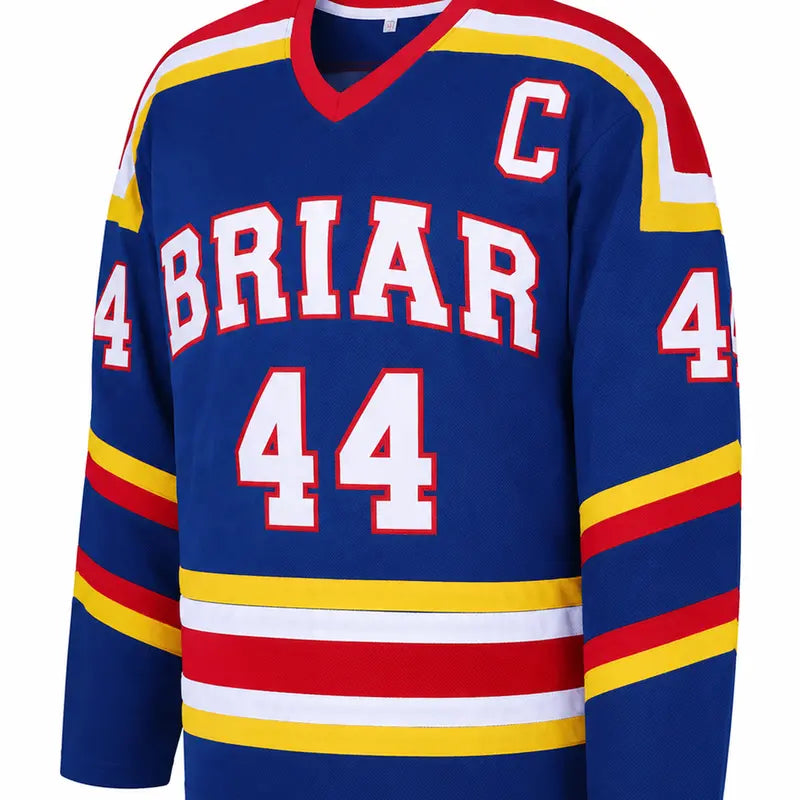 Men's Regular Cut Long Sleeve Polyester Hockey Jersey Shirts - Graham #44 Off Campus, V-Neck, Stitched Letters, Back Number, Sublimated Print, Sports Fan Apparel