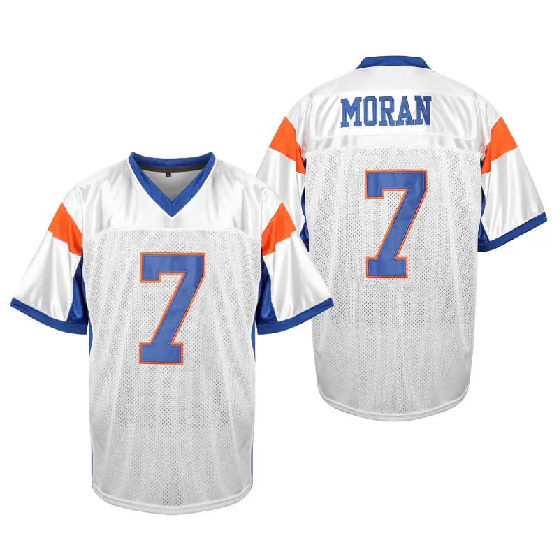 Men's Blue Mountain State Athletic Football Jersey - Thad Castle #54/Alex Moran #7, Lightweight Mesh Fabric, Quick Dry Polyester, Breathable Team Wear, Short Sleeve Sports Top, Great for School Uniforms, Size S