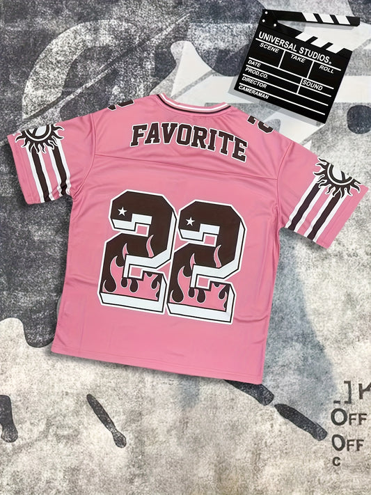 22#Unisex Outdoor Gym Streetwear Print Short Sleeve V Neck Boxy Mesh Retro Vintage T-shirt Soccer Basketball Shirts Football Rugby Jersey for Men