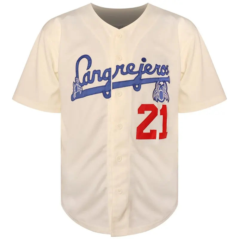 Men's Clemente #21 Classic 100% Polyester Short-Sleeve Baseball Jersey - Mens Jersey Style, Sporty Sports Top, Fitness & Backyard Baseball Wear, Number and Logo Design, Multi-Size, Comfortable, Durable, Cold Wash Safe Professional Apparel
