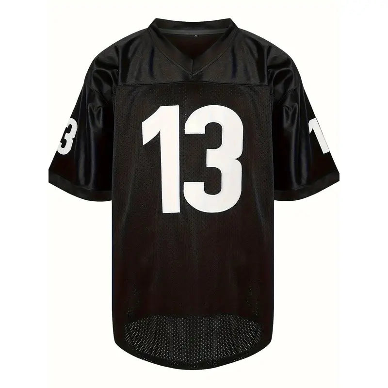 Men's #13 V-Neck Breathable Knit Athletic Top - Professional Football Jersey for Adult Sports Training, Running, Going Out (Dry Clean Recommended)