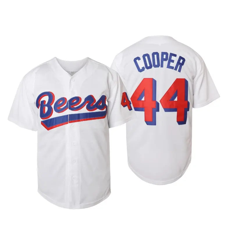 Men's Stitched Pinstripe Baseball Game Jersey Shirts - #44 Joe Cooper, #17 Doug Remer, Durable Breathable Polyester, Collared Neck Casual Sportswear for Baseball Enthusiasts