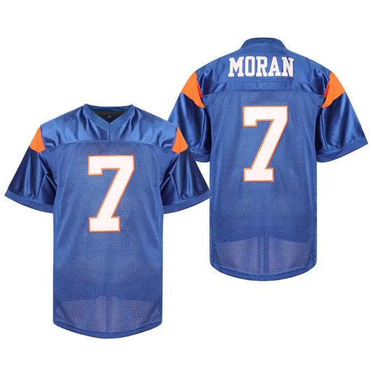 Men's Blue Mountain State Athletic Football Jersey - Thad Castle #54/Alex Moran #7, Lightweight Mesh Fabric, Quick Dry Polyester, Breathable Team Wear, Short Sleeve Sports Top, Great for School Uniforms, Size S