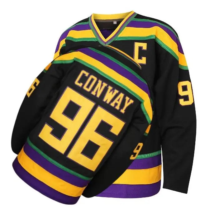 Mighty Ducks Jersey Movie Hockey Jersey S-3XL Charlie Conway #96 Adam Banks #99 90S Hip Hop Clothing for Party Athletic Outfit High Performance Activewear