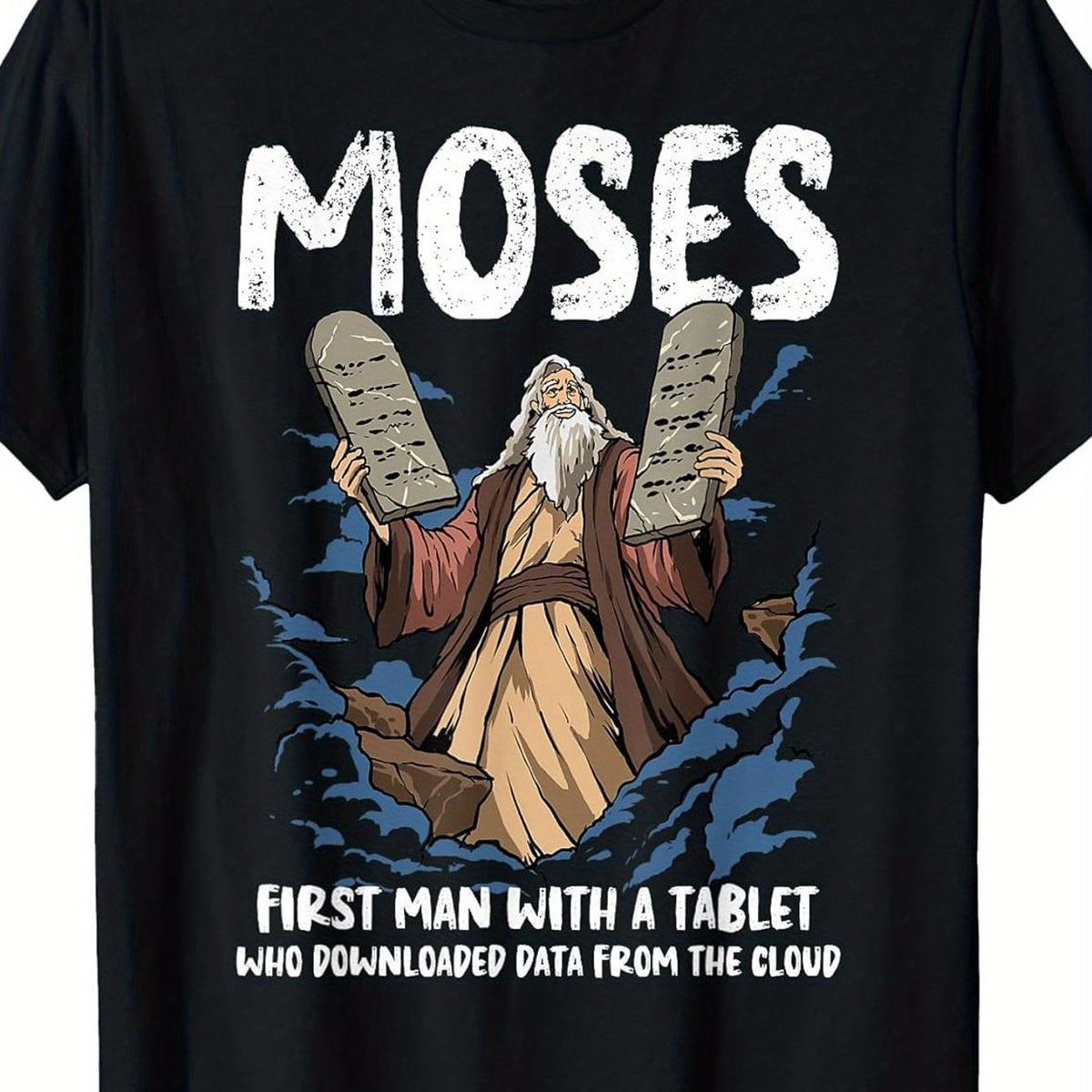 Humorous Moses T-Shirt, Featuring Christian Jokes, Perfect for Bible Enthusiasts. This Fashionable Round-Neck T-Shirt Is Casual And Comfortable, Ideal for Summer, Spring, And Autumn Travel And Daily Wear