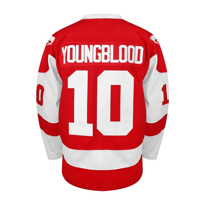 Men's #10 Letter & Youngblood Vintage Long-Sleeve V-Neck Ice Hockey Jersey - Athletic Top, Casual Professional Sports Uniform