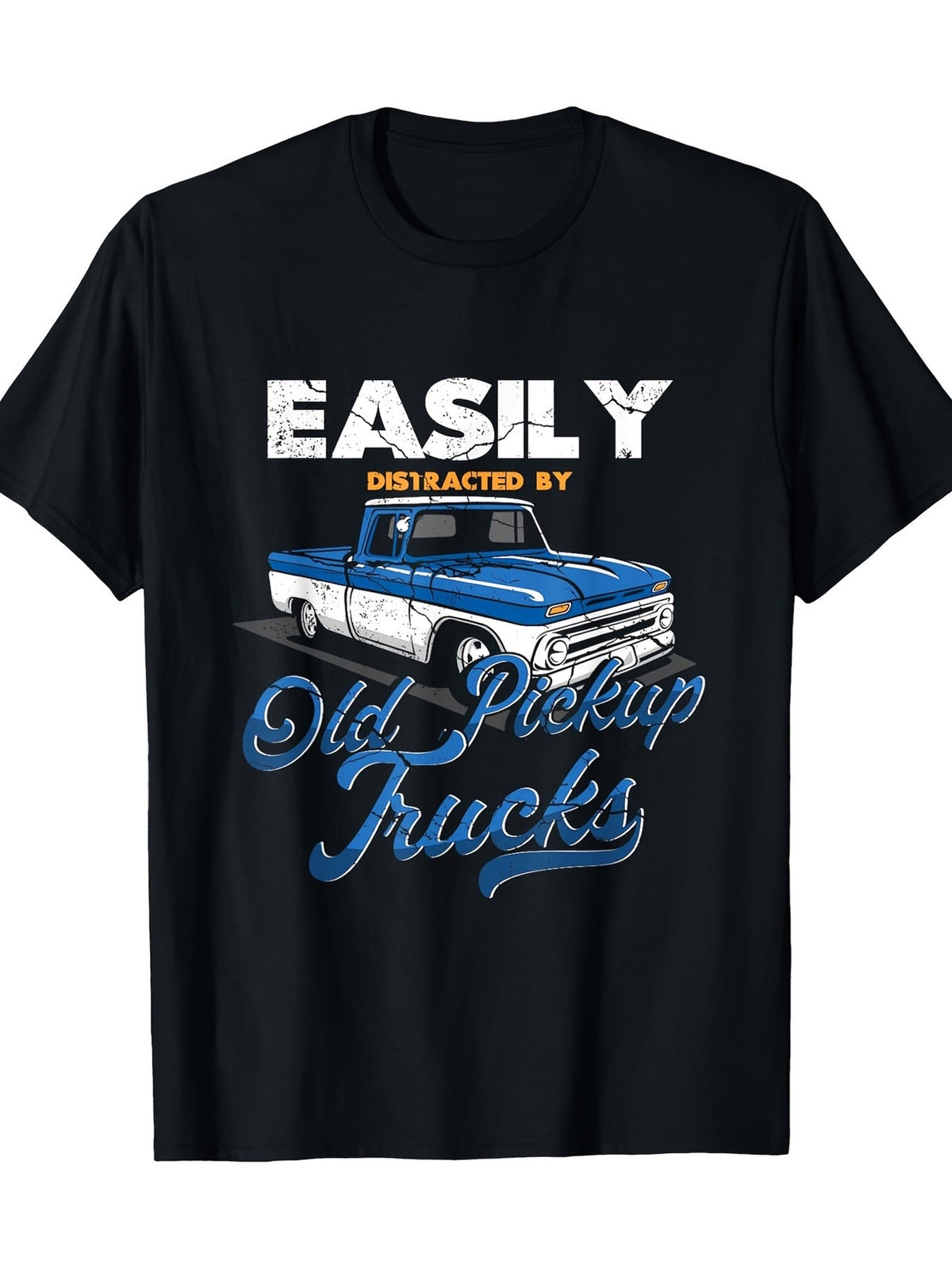 Men'S Outdoor Casual T-Shirt with Vintage Pickup Truck Pattern And Letter Print
