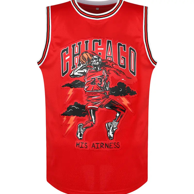 Men's #23 Embroidered Skull Sleeveless Embroidery Sportswear - Fashion Jerseys, Lightweight Jersey, Throwback 90s Vintage Sports Tees, King MVP Team Game Athletic Outfit, S-XXL