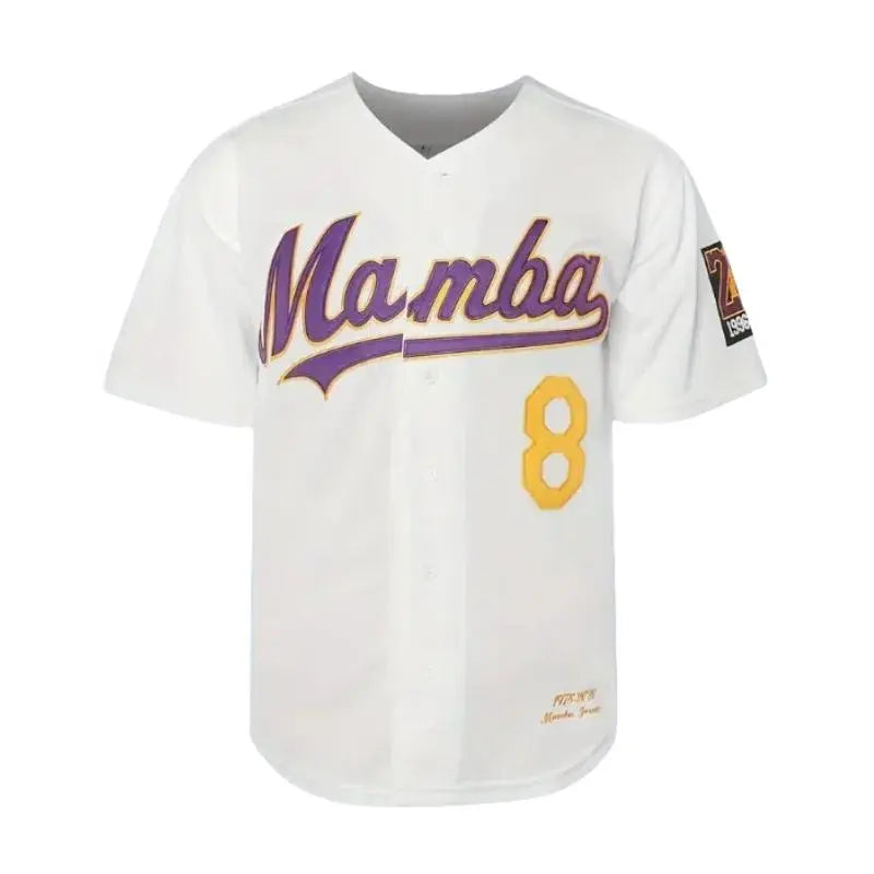 Men's Mamba 24 Number Oversized Jersey Style Short Sleeve Tops - Loose-Fitting V-Neck Polyester Retro Baseball Training Top with Letters Baseball, 90s Classic Athletic Wear for Casual, Outdoor Use