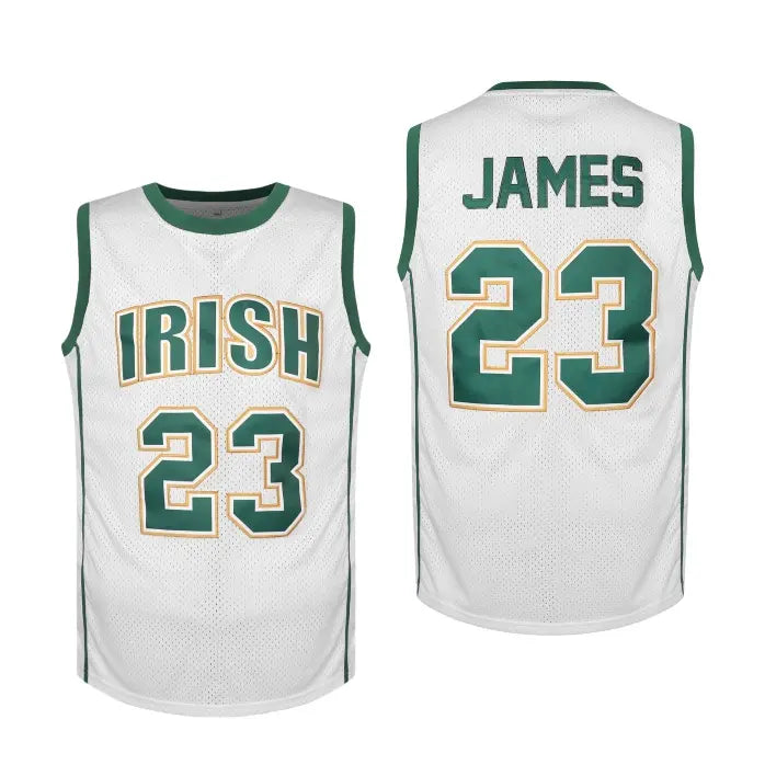 Men's #23 Breathable Mesh Basketball Jersey - Sleeveless Athletic Top with Embroidered Irish & James Letter Embroidery, Comfortable Cut, Breathable Mesh Keeps You Cool for Game Play Fans