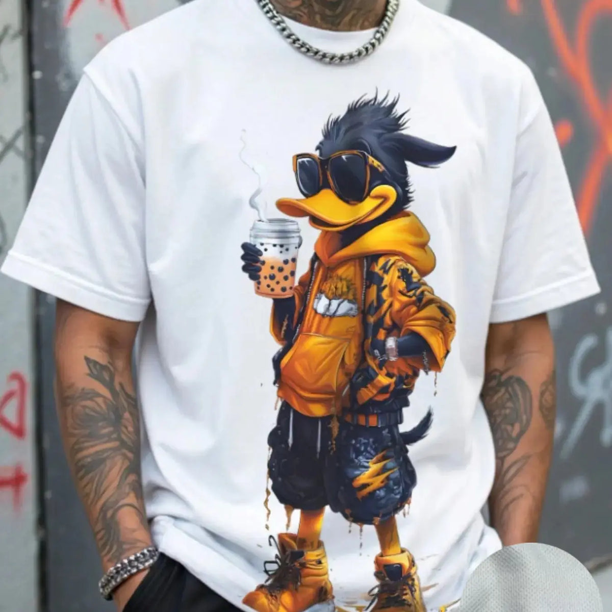 Men's 3D Cartoon Print Round Neck Short Sleeve Casual Streetwear Menswear T-Shirt, Fitted All Seasons Wear