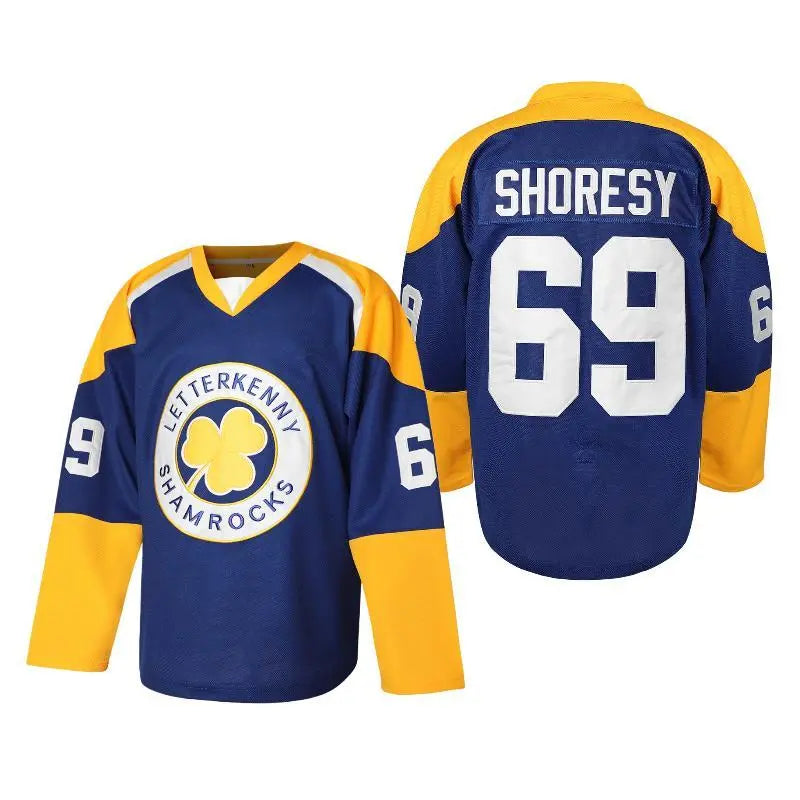 Men's Shore 69 Sudbury Blueberry Bulldogs Game Day Embroidered V-Neck Polyester Hockey Fan Jersey - High-Quality Construction, Sublimated Print, Sports Clothing, Men's Clothing, Hockey Fans, V-Neck Cut, 3XL Male Collectible Uniform (Order 1 Size Lower)