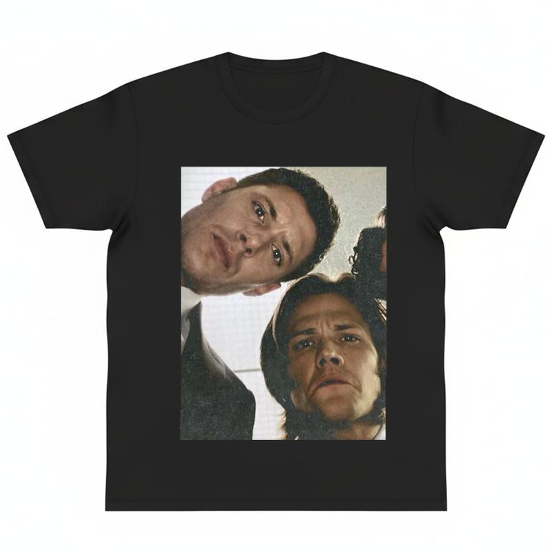 Men's Dean & Sam Print Bold Graphic Tee - Menswear Short-Sleeve Casual Cotton T-Shirt, Round Neck Sports Top, Funny Meme Gift for Supernatural Fans