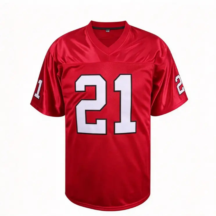 Men's #21 Sanders Retro Black Football Jersey - V-Neck Pullover Polyester Clothes, Quick-Drying Breathable Loose Athletic Apparel with Letter Number, Jersey Style for Football Enthusiasts, Football Jersey Style