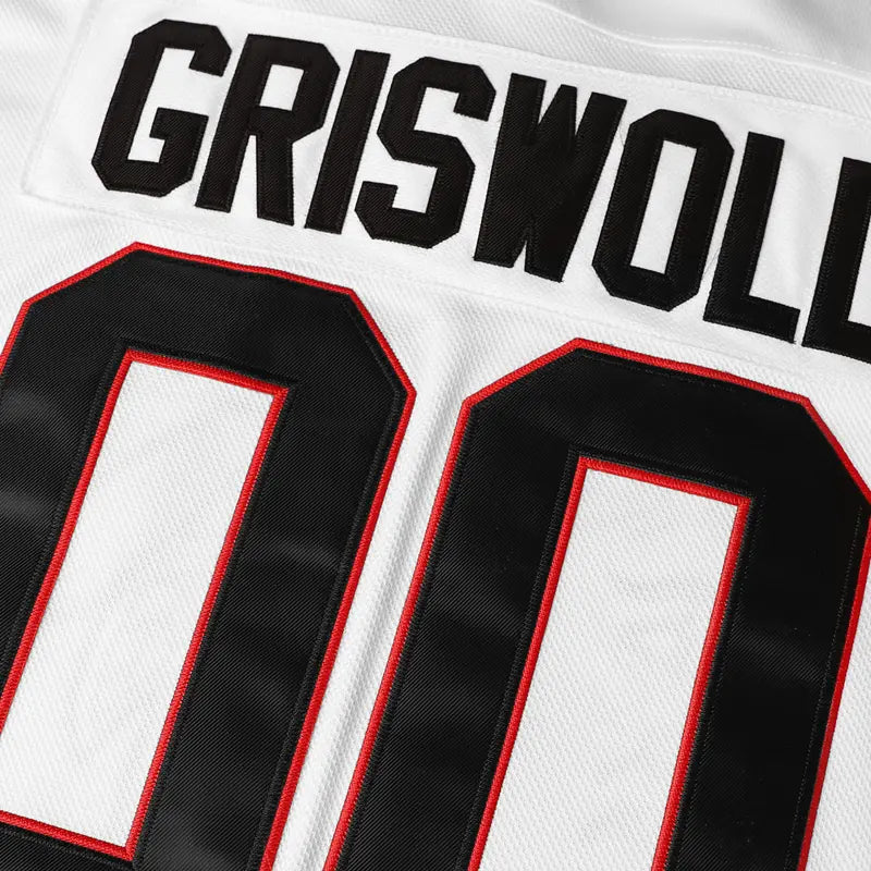 #00 Griswold Movie Stitched Men's Hockey Jersey, White Long-Sleeve Quick-Dry Casual Sports Top with Twill Lettering, Mesh Breathability, Machine Washable for 90s Jersey Parties, Halloween