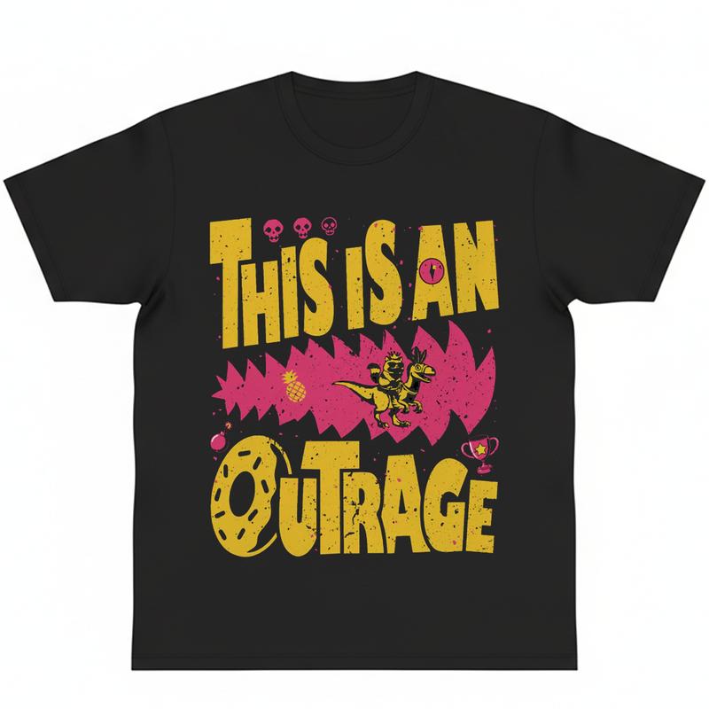 Casual Short-Sleeve T-Shirt - Outrage Princess Donut Cat Dungeon Crawler Carl LitRPG Book Series Apparel, Y2000 Cotton Streetwear Top, Machine Washable Outdoors Sports Top, Gift for LitRPG Enthusiasts