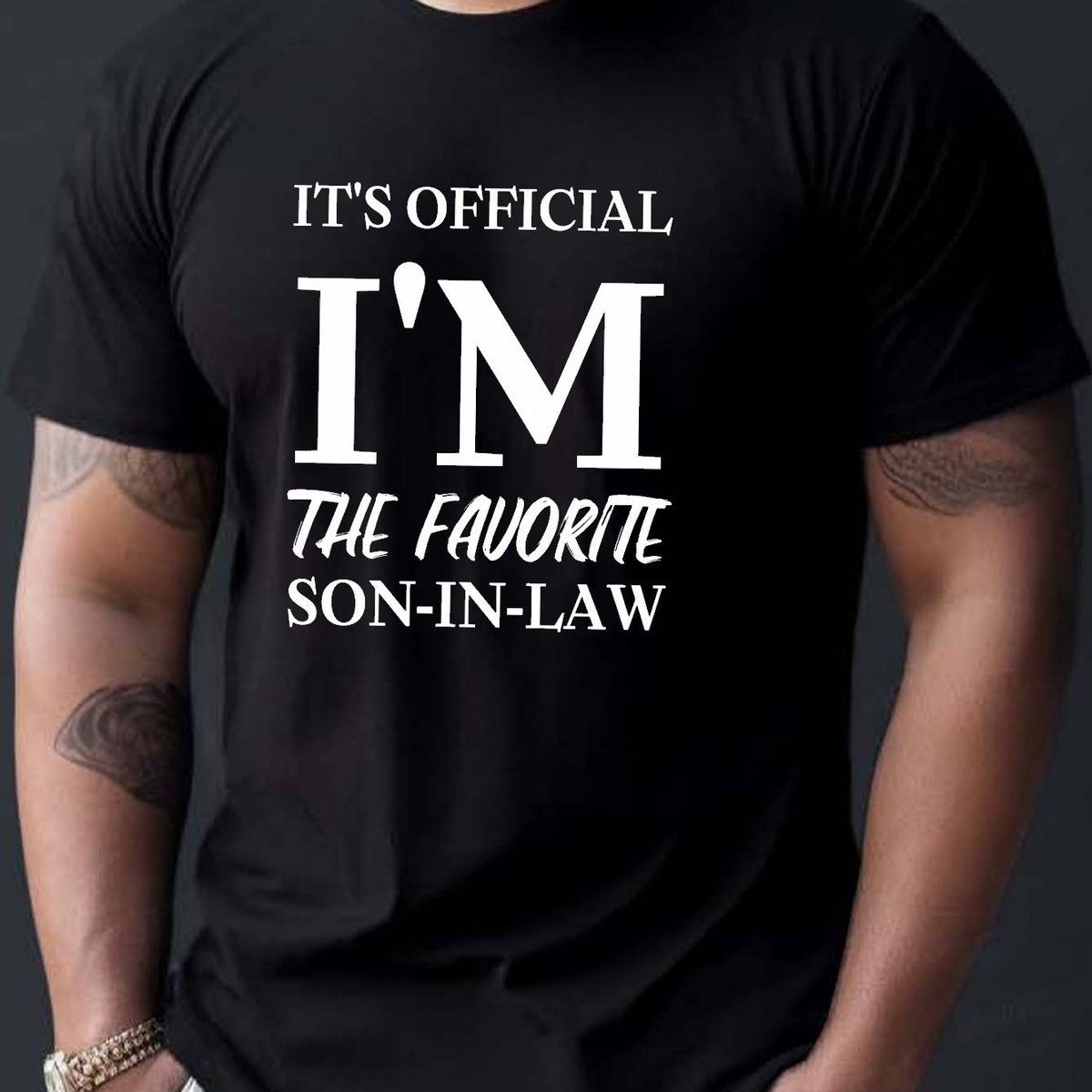Favorite Son-in-law Print T Shirt, Tees For Men, Casual Short Sleeve T-shirt For Summer