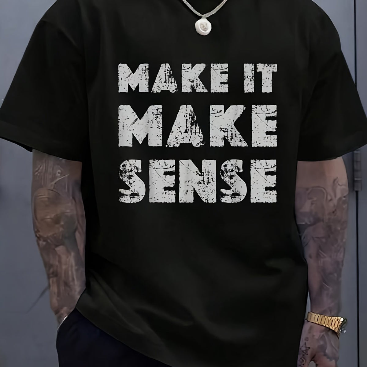 Make It Make Sense Positive Message Positive Vibes T-Shirt - 100% Cotton Summer Tops Graphic Tees, Men T Shirts, Casual Short Sleeve Crew Neck T-Shirt for Spring & SummerHalloween, Styles, Gifts, Trendy and Fashionable,  for Men and Women, , Soft