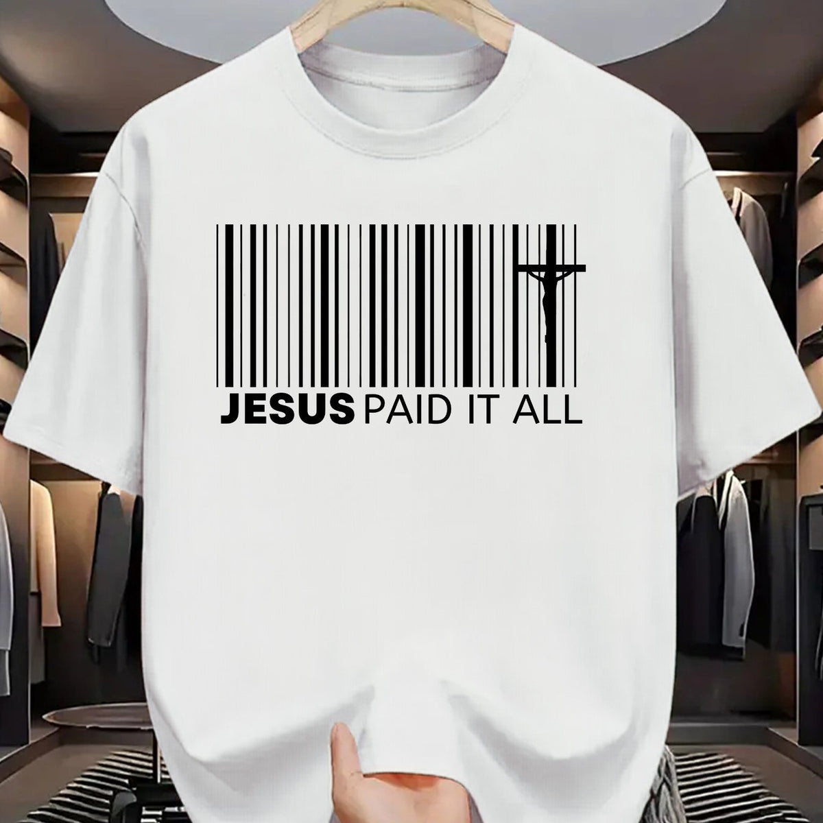 1pc 1pcs Jesus T-Shirt for Men & Women - Pure Cotton Round Neck Religious Apparel Suitable for Couples, Unisex Casual Gift for Valentine's Day, Year-Round Wear, Hand Washable for Seasons ()