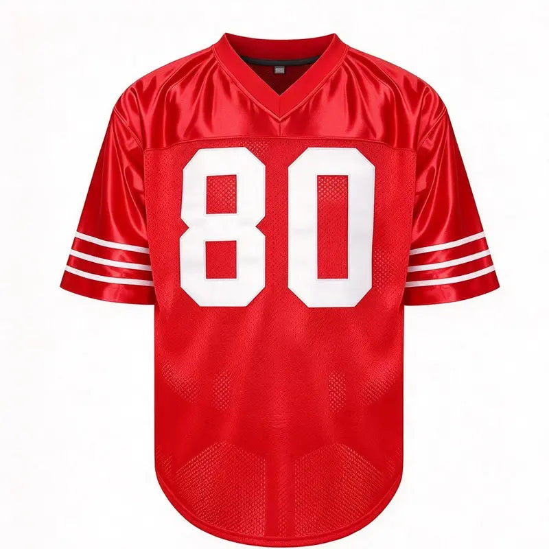 Vintage Red #80 Alphabetical Embroidery Football Jersey, Exclusive Professional Sports Apparel for Fans