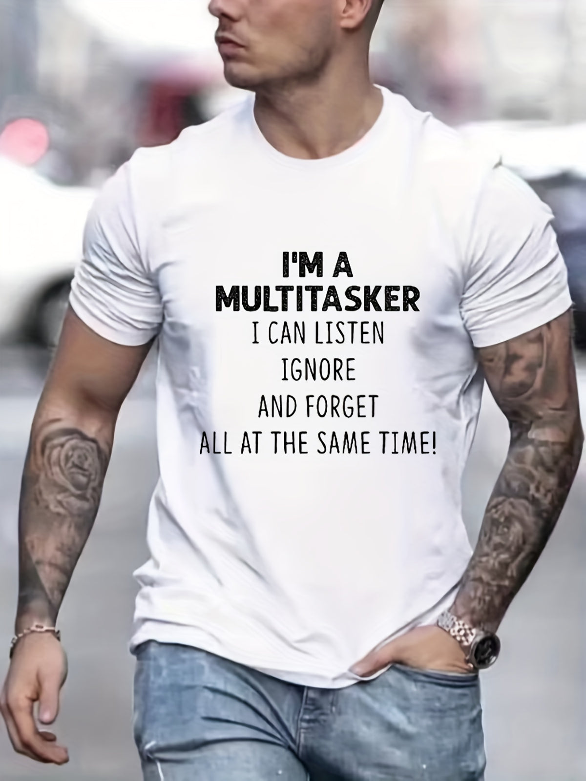 European and American Fashion Men's Novelty Letter T-Shirt